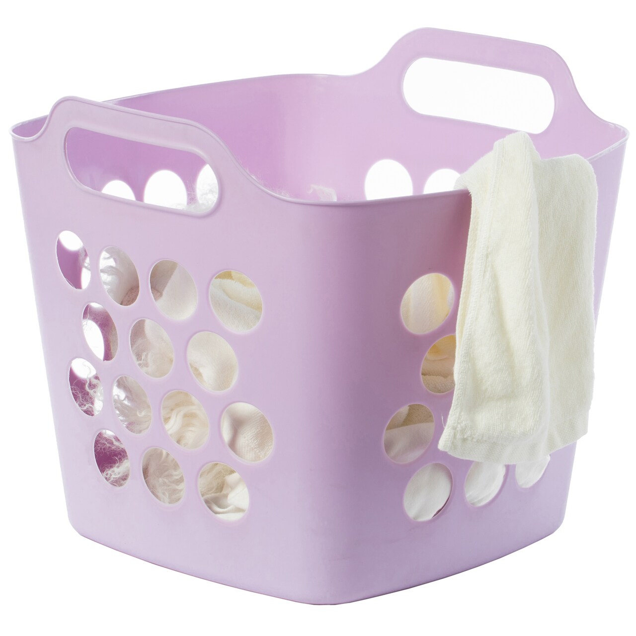 Flexible Plastic Laundry Basket Storage Hamper With Handles 16X15.5In Waterproof